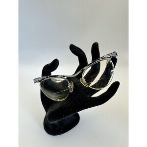 Vintage Bausch & Lomb Liberty Eyeglasses Black Aluminum Art Deco Etching Rare